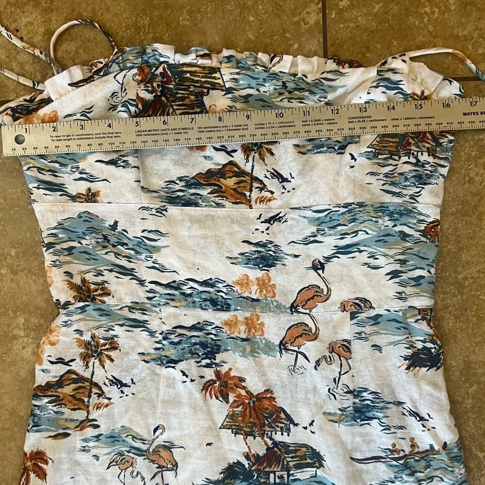 Free People Beach Party Dress, Tropical Linen Vacation Size 6 - Picture 15 of 16